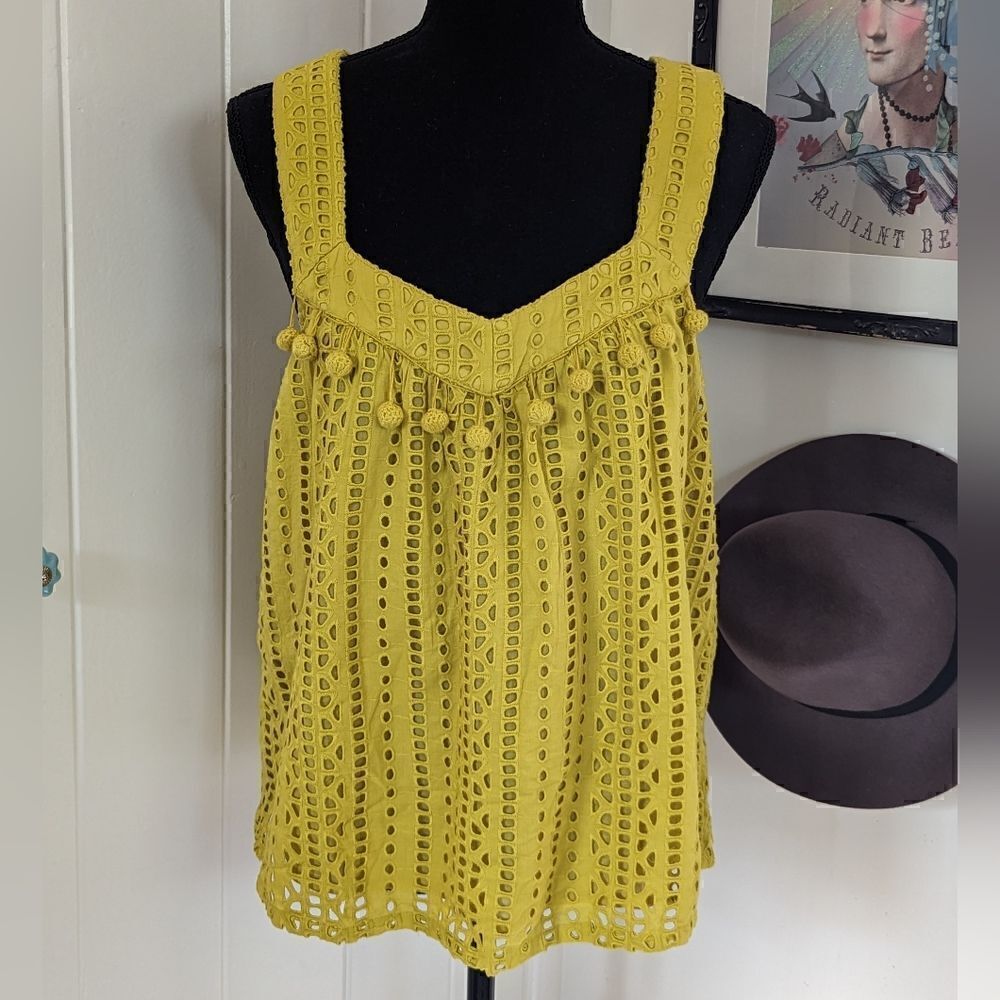 Sundance Eyelet Top S Cottagecore Coastal Boho Hippie Countryside Tropical - Picture 3 of 10